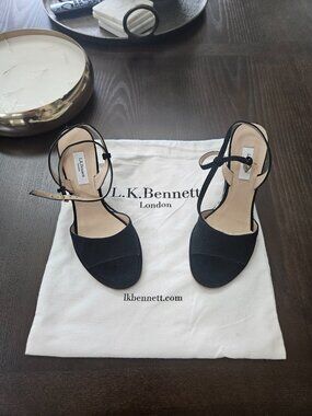 LK Bennett Talitha Espadrille Wedge Sandal Black Size 37